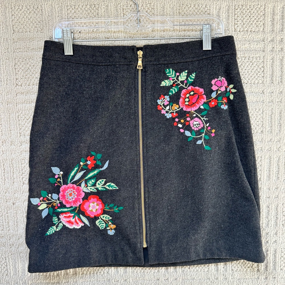 LOFT Pencil Skirt with Floral Embroidery